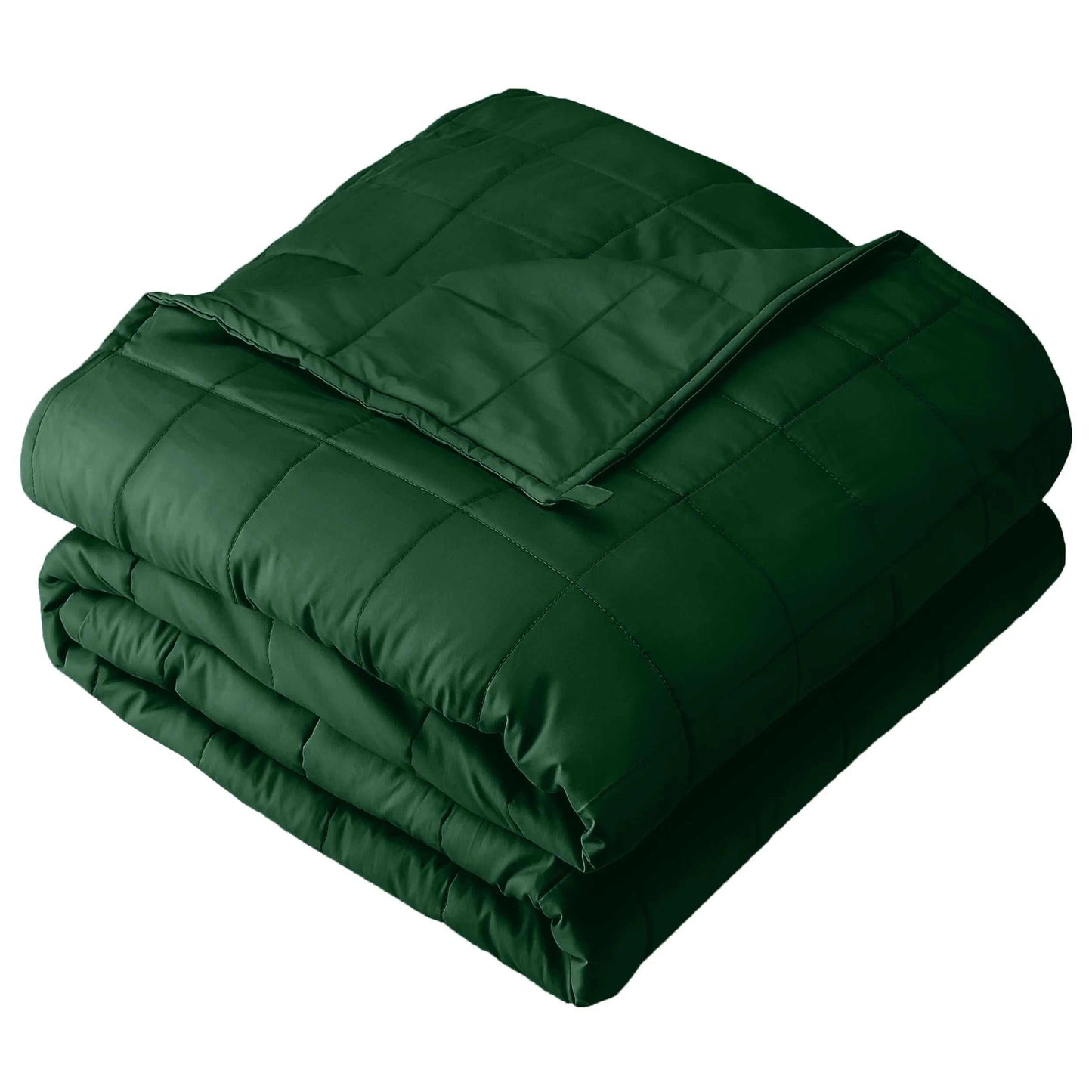 Bare Home Weighted Blanket 17lb mid-weight cotton therapeutic comfort blanket dark green queen size