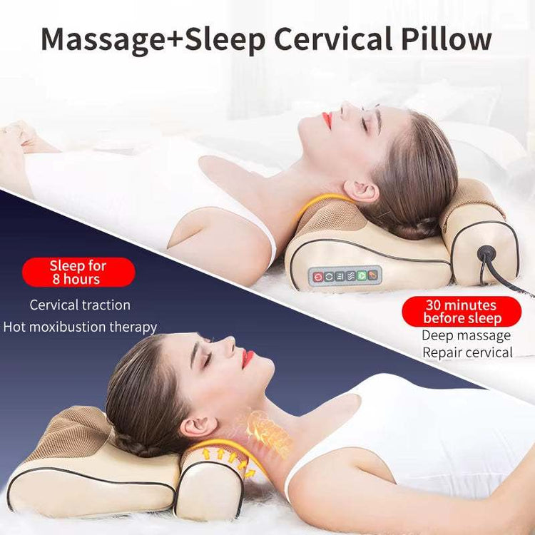 Electric Neck & Shoulder Massager with Heat – Deep Tissue Cervical Traction Pillow for Pain Relief & Relaxation