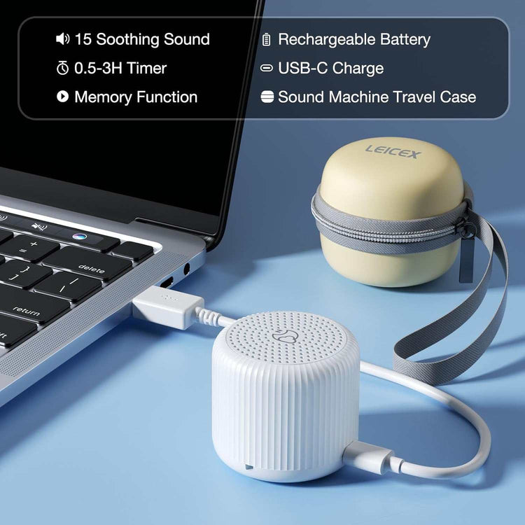 LEICEX Portable Sound Machine – 15 Soothing Sounds for Sleep, Privacy & Relaxation Anywhere!