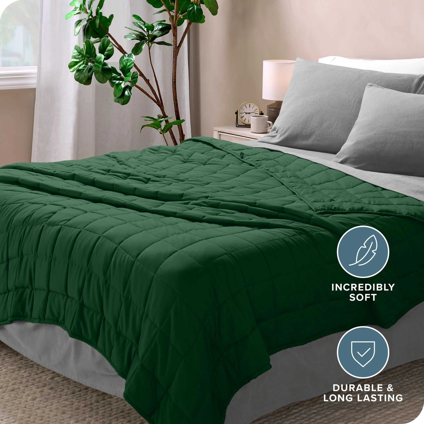 Bare Home 100% Cotton Weighted Blanket – Ultra Soft, Premium Quality for Adults - CalmCore