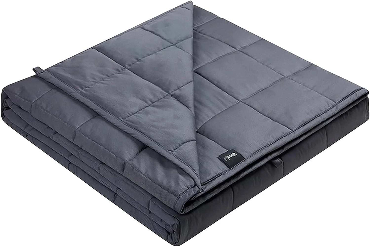 Dark grey ZonLi 25lb queen size weighted blanket with upgraded stitching and breathable fabric for year-round comfort