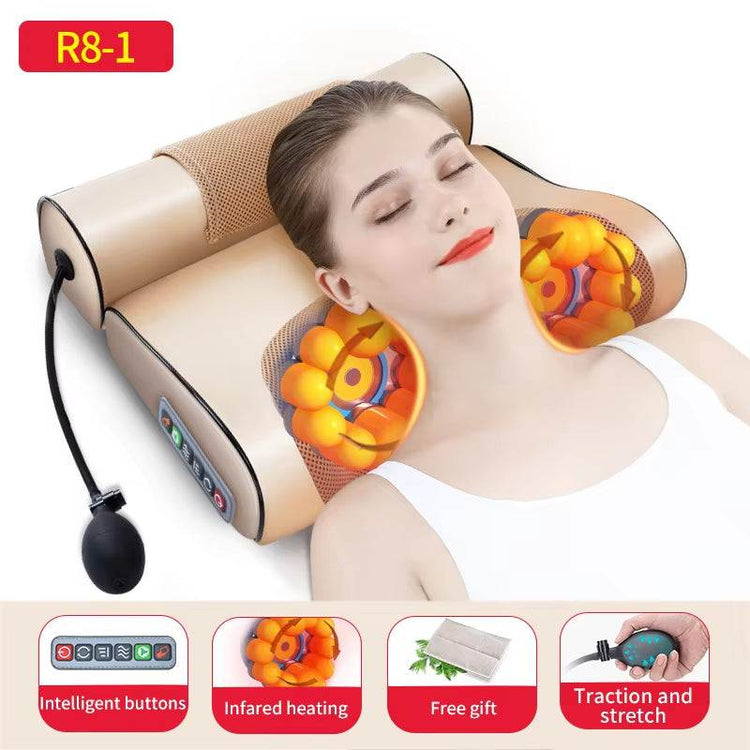 Electric Neck & Shoulder Massager with Heat – Deep Tissue Cervical Traction Pillow for Pain Relief & Relaxation