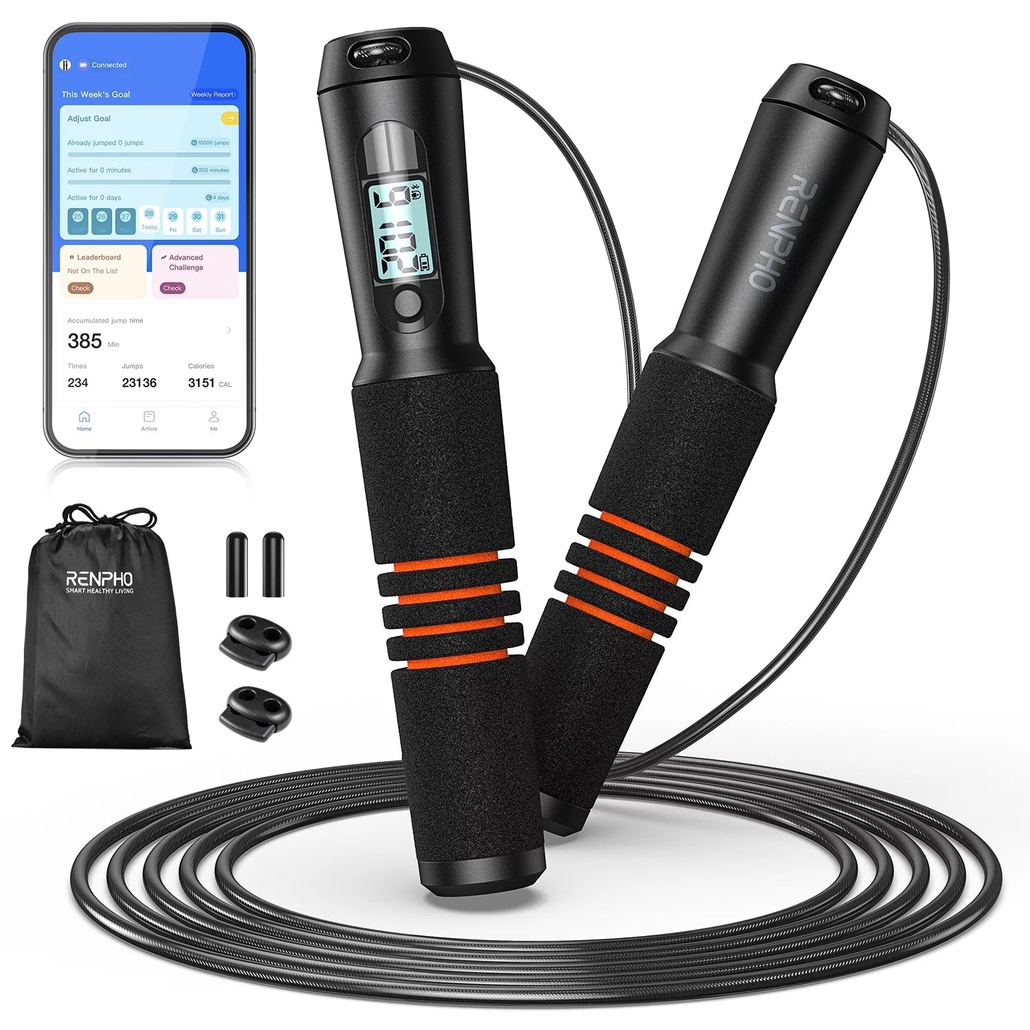 Electric Jump Rope – Smart Digital Fitness Rope with Calorie Counter & Cordless Mode