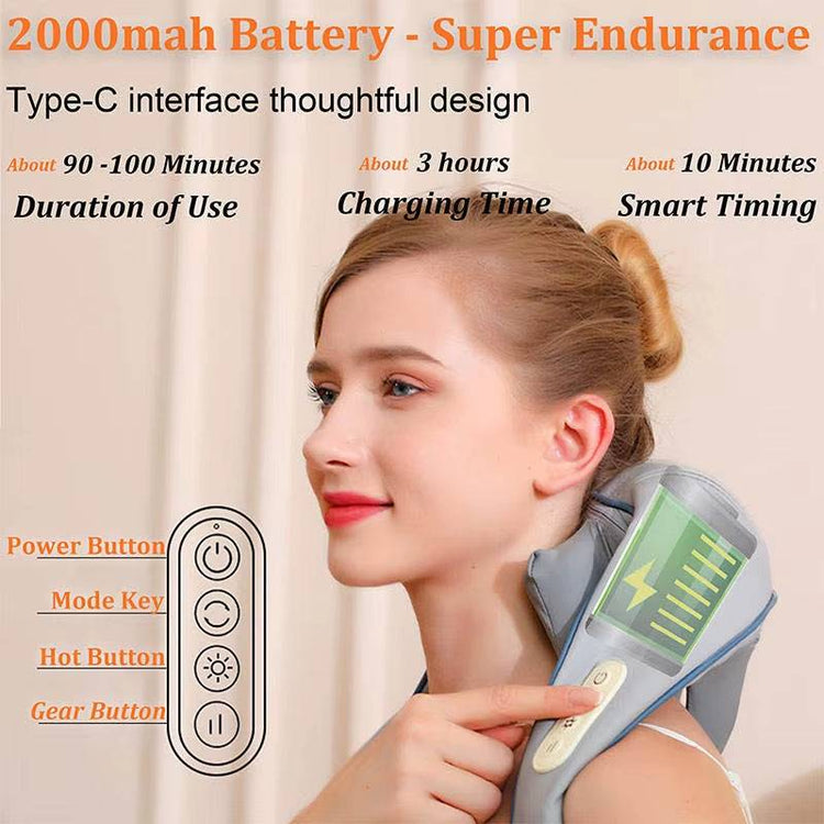 Electric Heat Neck Massage Wireless Neck and Shoulder Kneading Massage Pillow Pain Relief Kneading Squeeze Muscles Massage