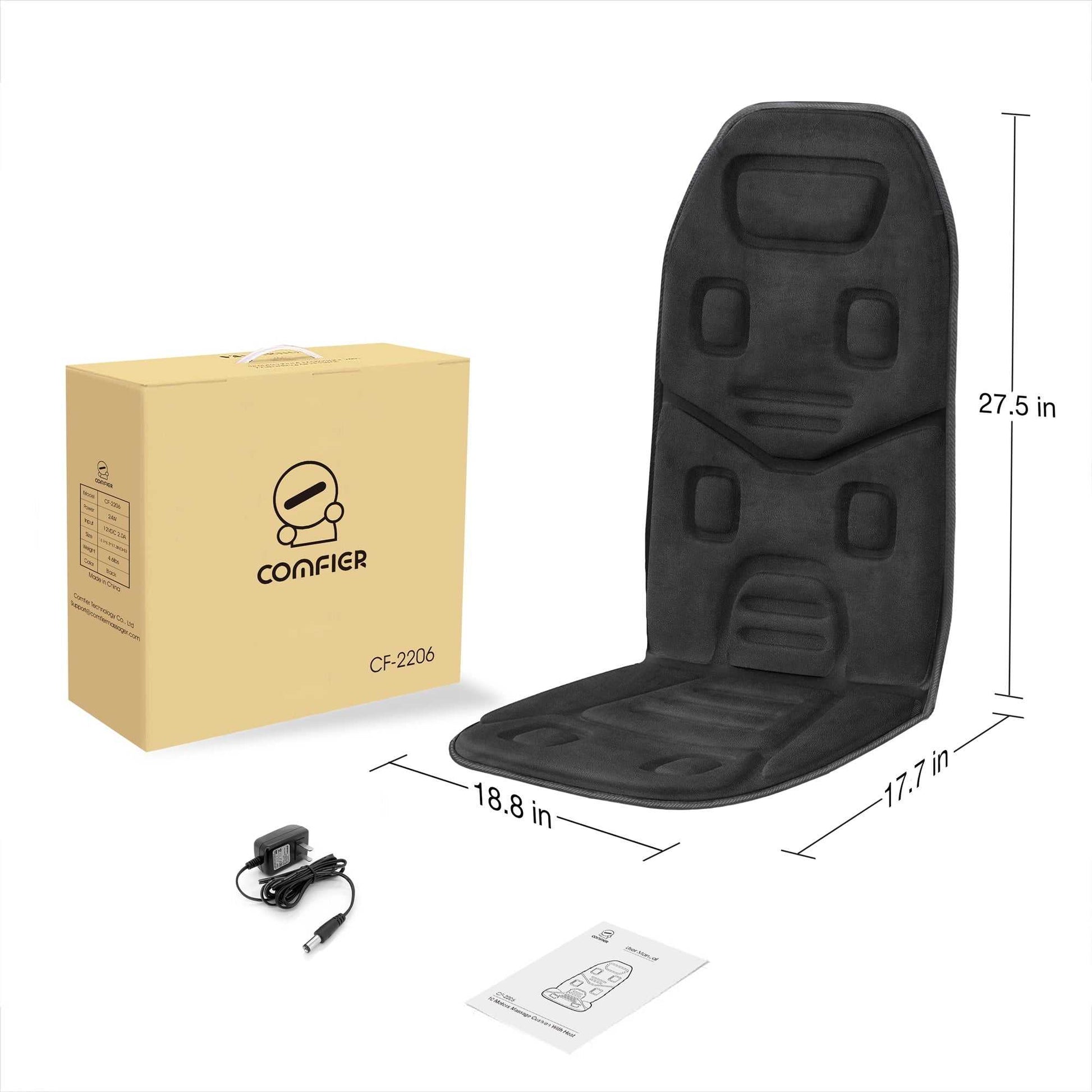 Heated Seat Cushion with Adjustable Vibration and Back Support – Black - CalmCore