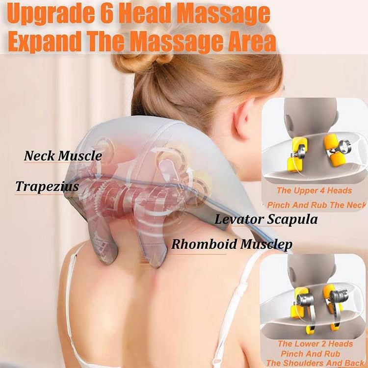 Electric Heat Neck Massage Wireless Neck and Shoulder Kneading Massage Pillow Pain Relief Kneading Squeeze Muscles Massage