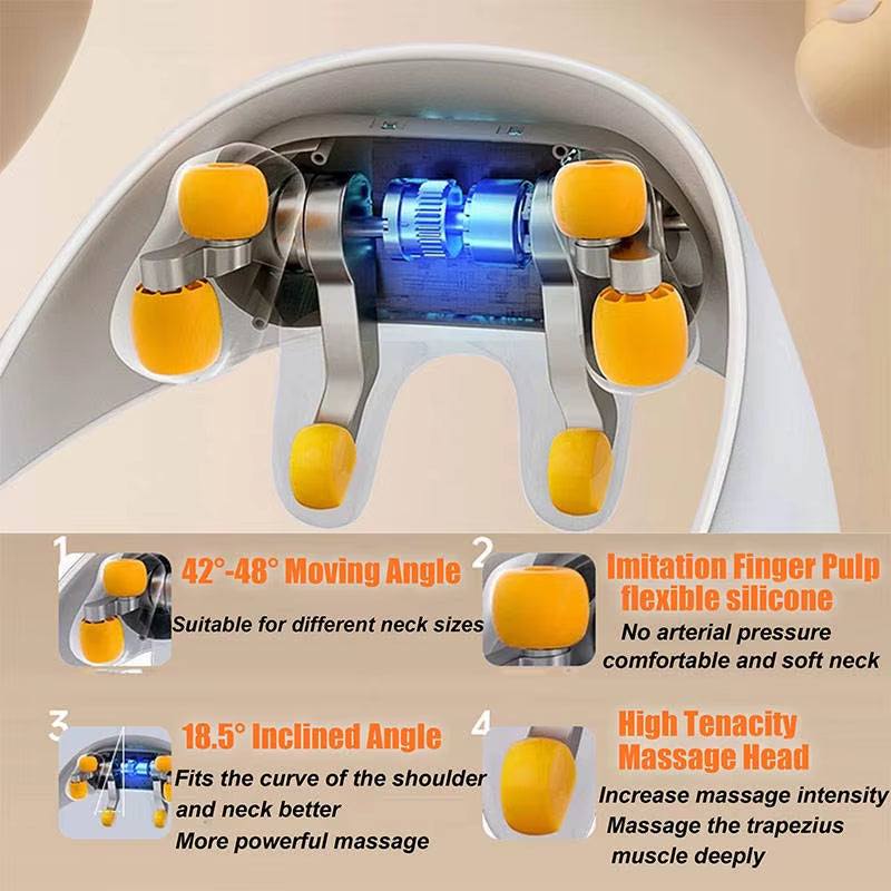 Electric Heat Neck Massage Wireless Neck and Shoulder Kneading Massage Pillow Pain Relief Kneading Squeeze Muscles Massage
