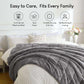 Ultra-Cozy Sherpa Weighted Blanket showcasing its easy care instructions and family-friendly design.