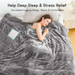 Cozy Sherpa weighted blanket providing comfort and stress relief for deep sleep, featuring a simulated hugging design.