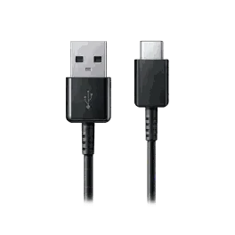 Black USB cable with standard USB-A and USB-C connectors for data transfer and charging.