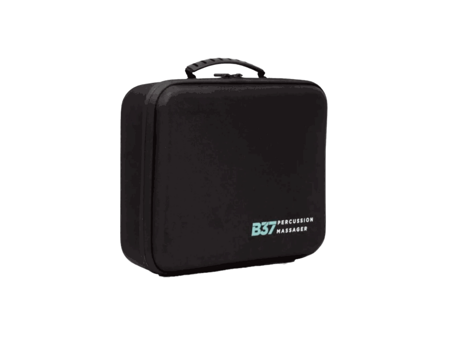 Black carrying case for the Ekrin B37 percussion massage gun, featuring a sturdy handle and sleek design.