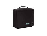 Black carrying case for the Ekrin B37 percussion massage gun, featuring a sturdy handle and sleek design.
