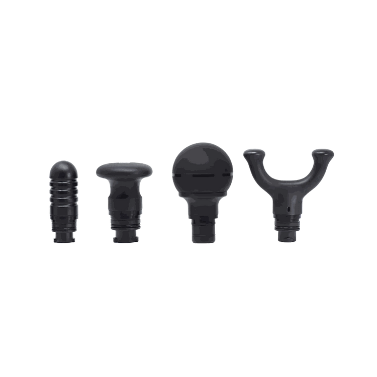 Different massage gun attachments for deep tissue therapy and muscle recovery.